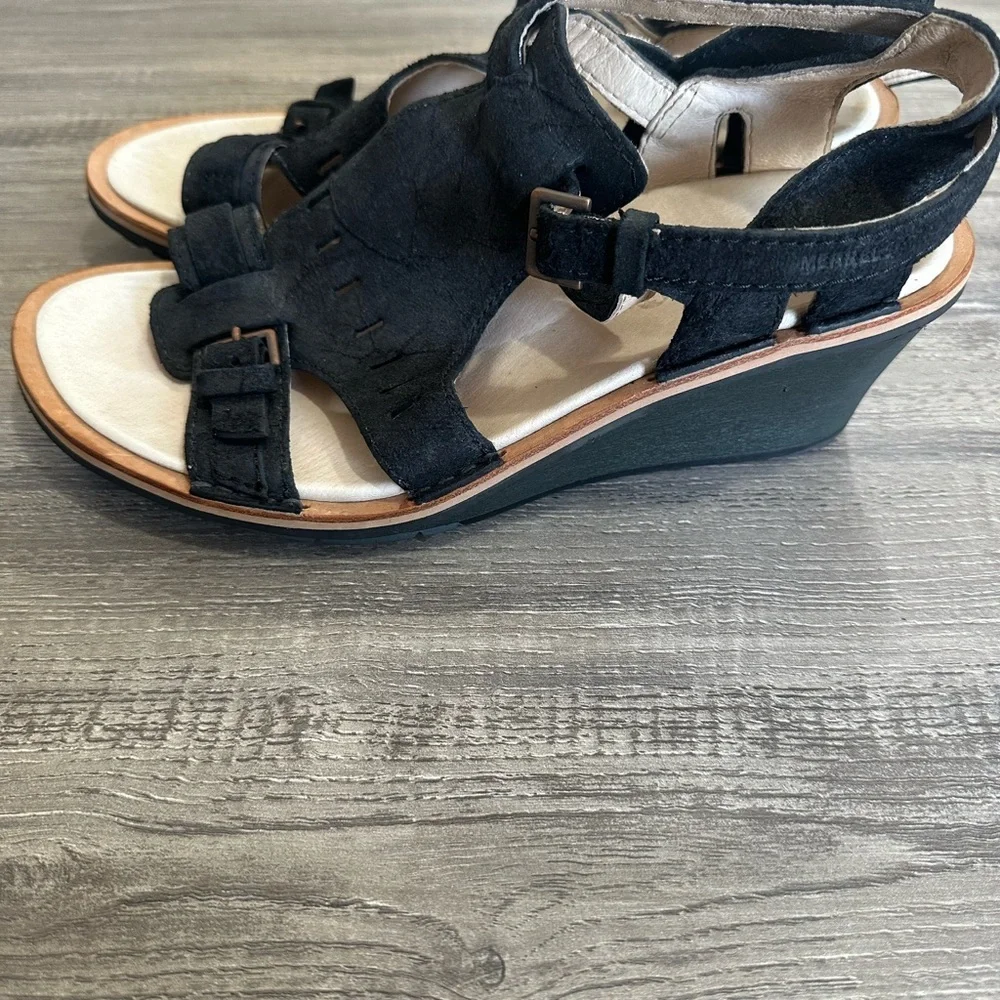 Merrell Sirah Cloak Wedge Black Grain Leather Shoe